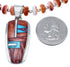 Navajo Red Oyster Shell Multicolor Bead Necklace with Inlay Pendant KX121139