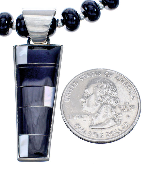 Southwest Onyx and Mother Of Pearl Necklace Set KX121146