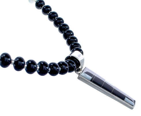 Southwest Onyx and Mother Of Pearl Necklace Set KX121146