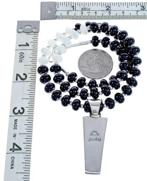 Southwest Onyx and Mother Of Pearl Necklace Set KX121146