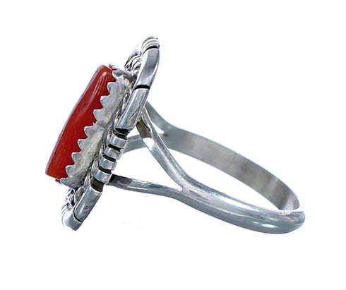 Navajo Coral Genuine Sterling Silver Ring Size 5-3/4 RX113318