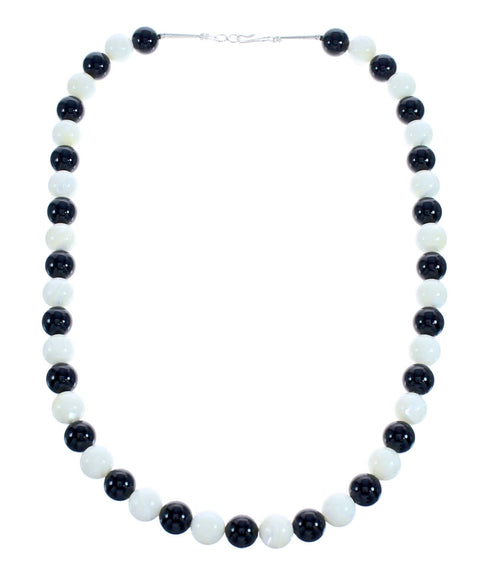Southwest Mother Of Pearl and Onyx Bead Necklace KX121149
