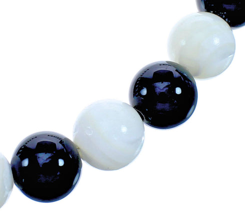 Southwest Mother Of Pearl and Onyx Bead Necklace KX121149