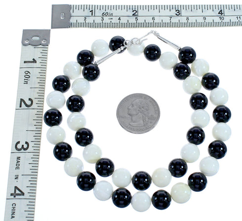 Southwest Mother Of Pearl and Onyx Bead Necklace KX121149