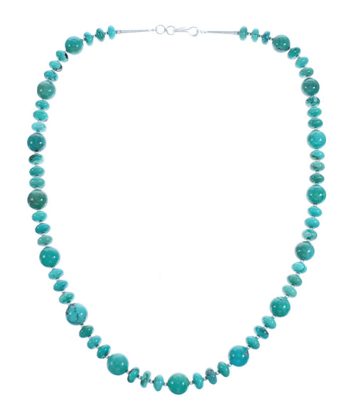 Southwest Turquoise Sterling Silver Bead Necklace KX121154