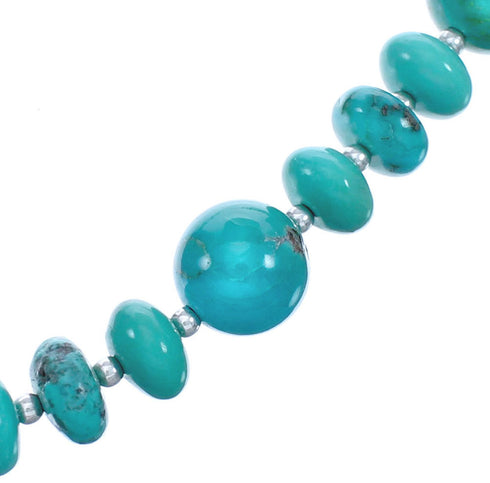 Southwest Turquoise Sterling Silver Bead Necklace KX121154