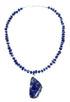 Lapis Sterling Silver Bead Necklace and Pendant KX121157