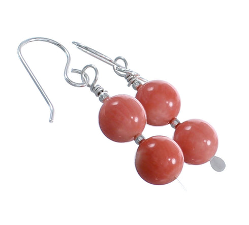 Pink Coral Bead Hook Dangle Earrings KX121162