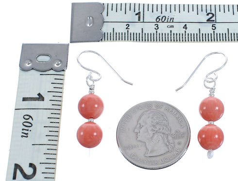 Pink Coral Bead Hook Dangle Earrings KX121162