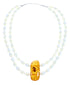 Sterling Silver Mother Of Pearl and Amber Bead Necklace KX121181