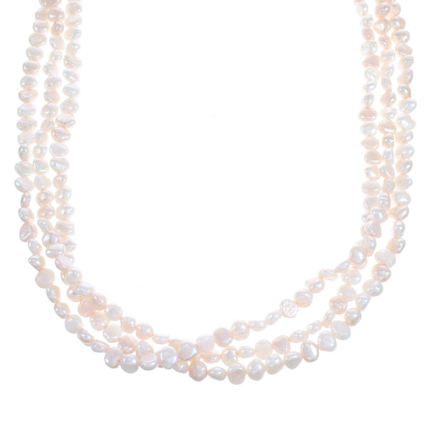 3-Strand Pink Fresh Water Pearl Twisted Bead Necklace KX121182