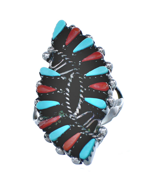 Turquoise and Coral Ring Size 5-1/2 KX121191