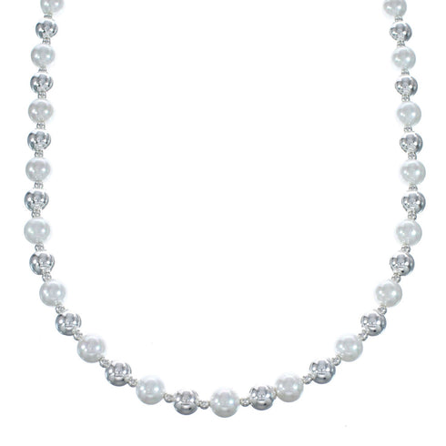 Sterling Silver And Fresh water Pearl Bead Necklace AX121667