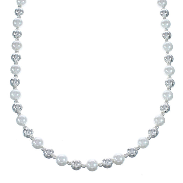 Sterling Silver And Fresh water Pearl Bead Necklace AX121667