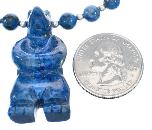 Denim Lapis Sterling Silver Southwest Bear Bead Necklace AX121637