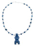 Denim Lapis Sterling Silver Southwest Bear Bead Necklace AX121643