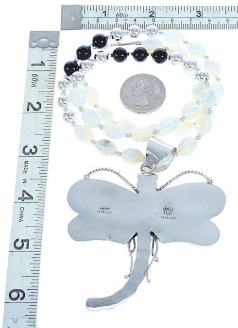 Navajo Mother of Pearl Sterling Silver Dragonfly Necklace AX121661
