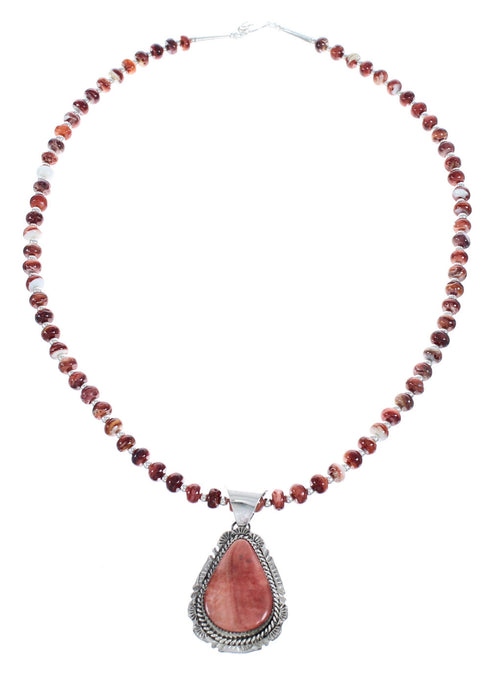 Oyster Shell Navajo Silver Bead Necklace Pendant Set AX121624
