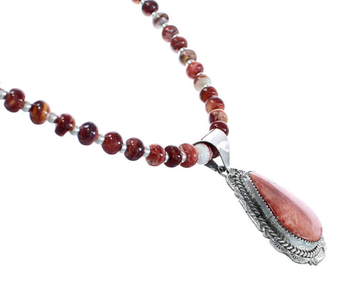 Oyster Shell Navajo Silver Bead Necklace Pendant Set AX121624
