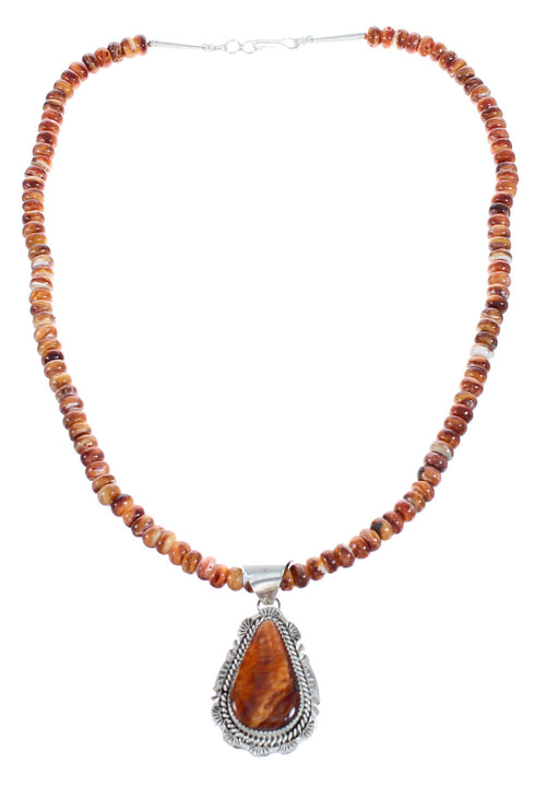 Oyster Shell Navajo Silver Bead Necklace Pendant Set AX121627