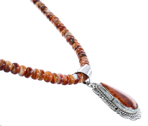 Oyster Shell Navajo Silver Bead Necklace Pendant Set AX121627