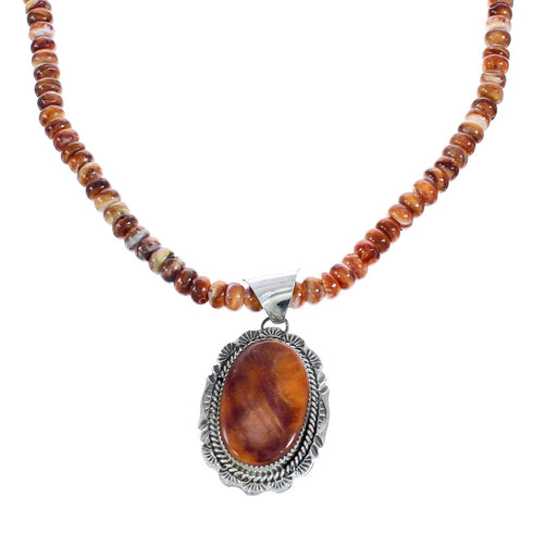 Oyster Shell Navajo Silver Bead Necklace Pendant Set AX121630