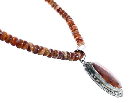 Oyster Shell Navajo Silver Bead Necklace Pendant Set AX121630