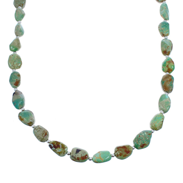 Southwestern Freeform Turquoise Sterling Silver Bead Necklace JX121537