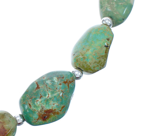 Southwestern Freeform Turquoise Sterling Silver Bead Necklace JX121537