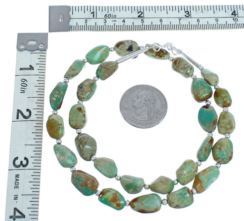 Southwestern Freeform Turquoise Sterling Silver Bead Necklace JX121537