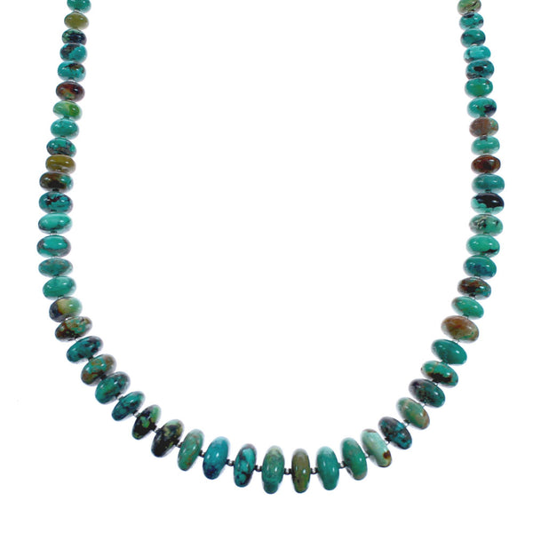 Southwestern Sterling Silver And Turquoise Graduated Rondelle Bead Necklace JX121520