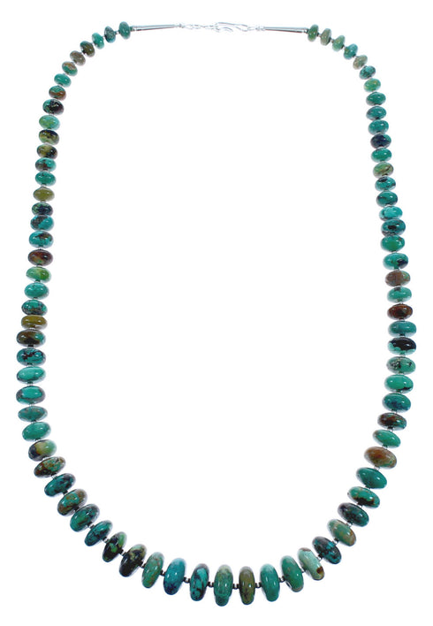 Southwestern Sterling Silver And Turquoise Graduated Rondelle Bead Necklace JX121520