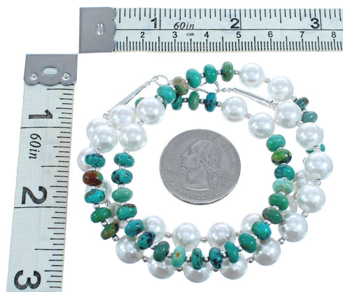 Sterling Silver Turquoise Fresh Water Pearl Bead Necklace JX121528