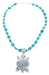 Turquoise Sterling Silver Native American Navajo Turtle Necklace JX121524