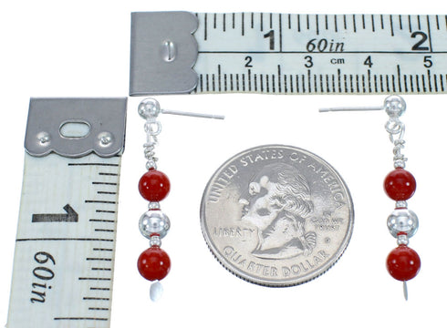 Southwest Coral Bead Post Dangle Earrings MX121555