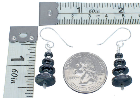 Sterling Silver Hematite Bead Hook Dangle Earrings MX121434