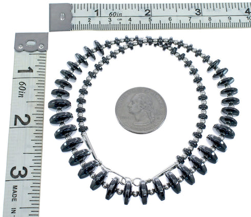 Hematite Authentic Sterling Silver Bead Necklace MX121588