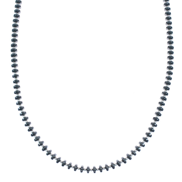 Hematite Genuine Sterling Silver Southwest Bead Necklace MX121587