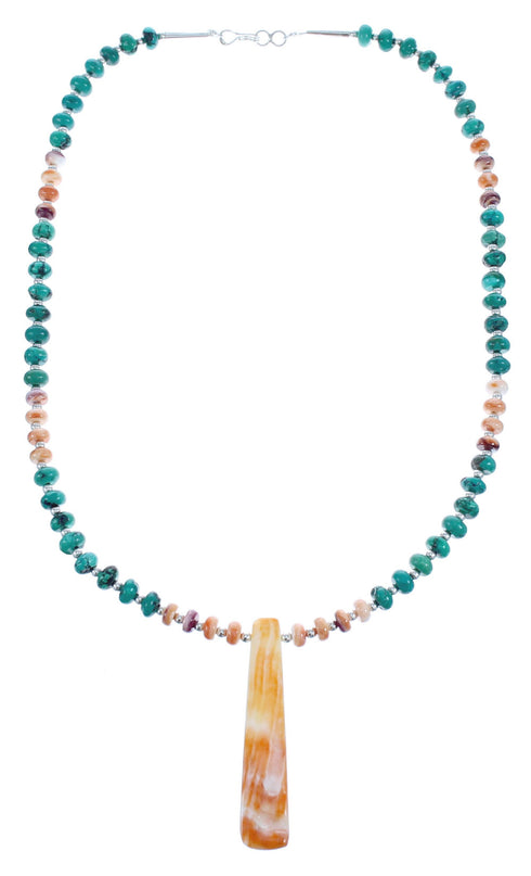 Genuine Sterling Silver Turquoise Oyster Shell Bead Necklace MX121592