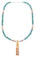 Genuine Sterling Silver Turquoise Oyster Shell Bead Necklace MX121592