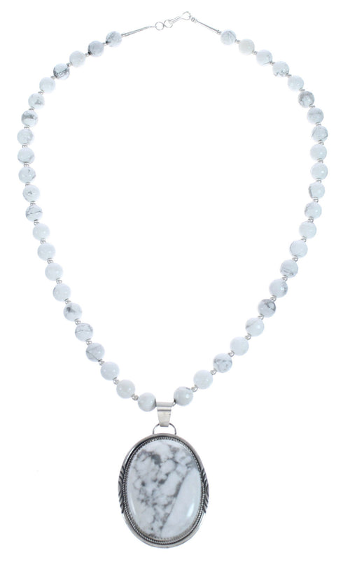 Howlite and Sterling Silver Navajo Bead Necklace MX121586