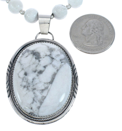 Howlite and Sterling Silver Navajo Bead Necklace MX121586