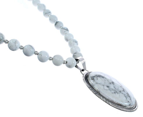 Howlite and Sterling Silver Navajo Bead Necklace MX121586
