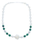 Sterling Silver Malachite Fresh Water Pearl Bead Necklace KX121304