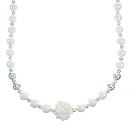 Sterling Silver Fresh Water Pearl Bead Necklace KX121306