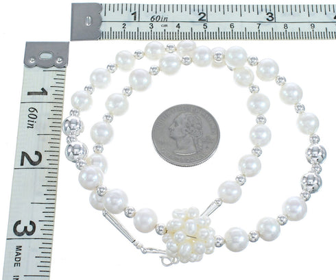 Sterling Silver Fresh Water Pearl Bead Necklace KX121306