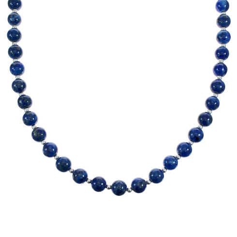 Sterling Silver Lapis Bead Necklace KX121312