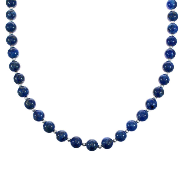 Sterling Silver Lapis Bead Necklace KX121312