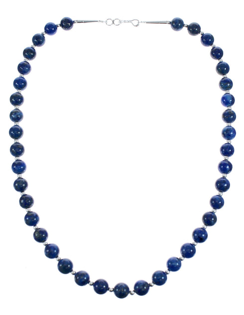 Sterling Silver Lapis Bead Necklace KX121312