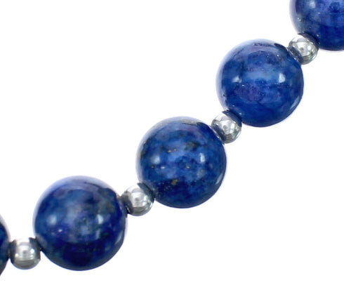 Sterling Silver Lapis Bead Necklace KX121312